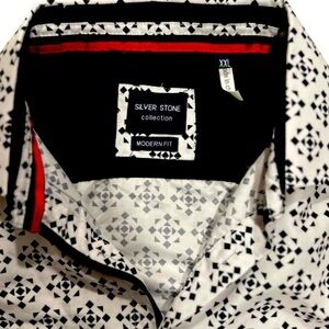*** EUC SILVER STONE Collection XXL Button Down Shirt Black & White ***